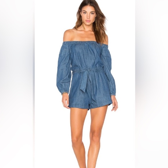 Free People Tangled In Willows Denim Romper Size:Small PTP 19” - Picture 1 of 7